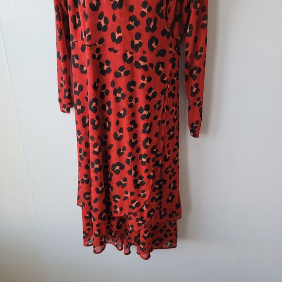 Cabi women’s Siren Wrap Dress size XXL Leopard Animal Print midi long sleeve - Picture 4 of 7